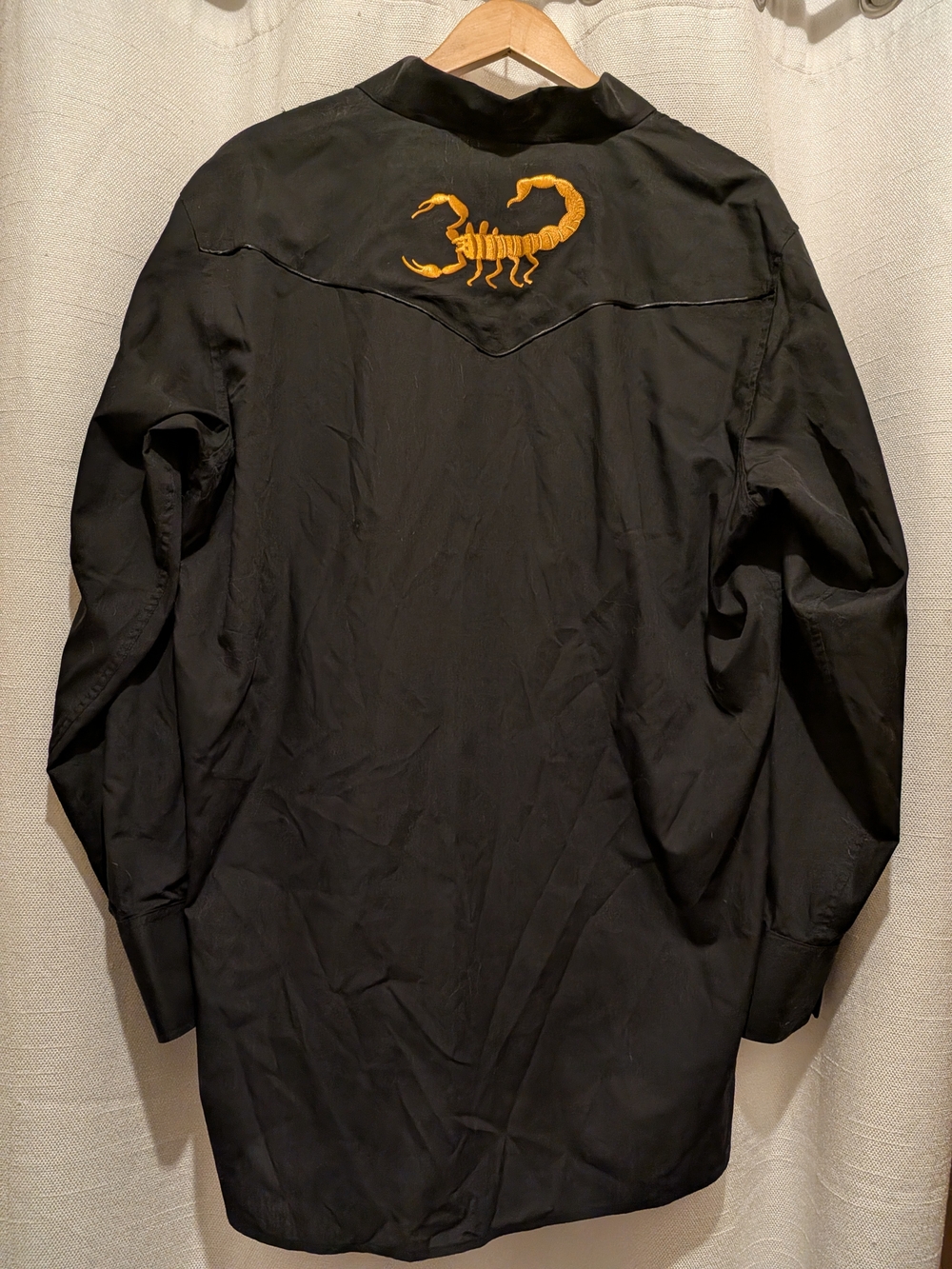 White Horse Black Western Shirt with Gold Scorpion Embroidery Size XL Snap - Picture 9 of 15